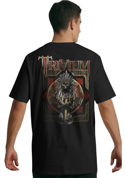 Unisex Trivium Sırt Baskılı Tişört, Oversize Rock Band Temalı Bisiklet Yaka T-Shirt fiyatları