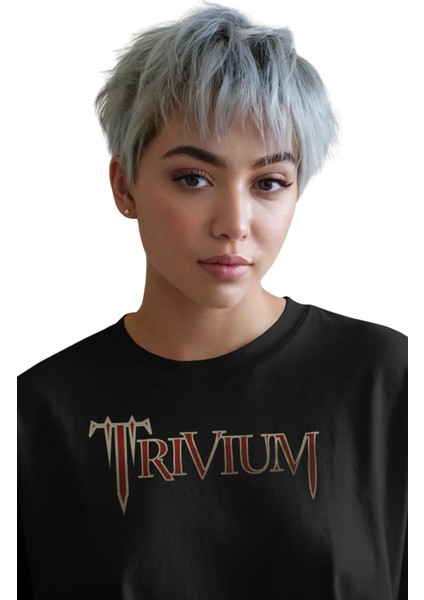 Unisex Trivium Sırt Baskılı Tişört, Oversize Rock Band Temalı Bisiklet Yaka T-Shirt modelleri