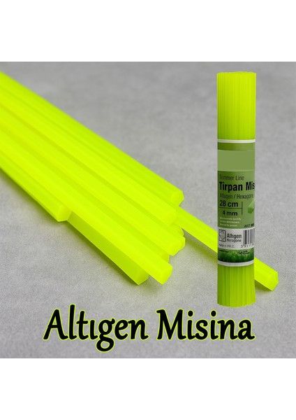 Hazır Altıgen Çubuk Motorlu Tırpan Misinası Bahçe Dayanıklı Ot Biçme Ipi Çubuk 4 mm 85 Adet (28 Cm)