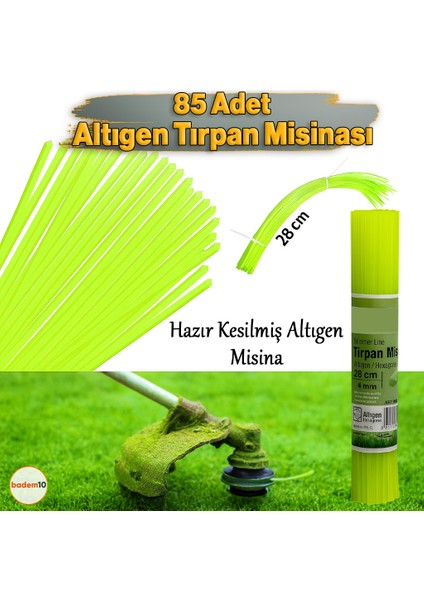 Hazır Altıgen Çubuk Motorlu Tırpan Misinası Bahçe Dayanıklı Ot Biçme Ipi Çubuk 4 mm 85 Adet (28 Cm) fiyatları