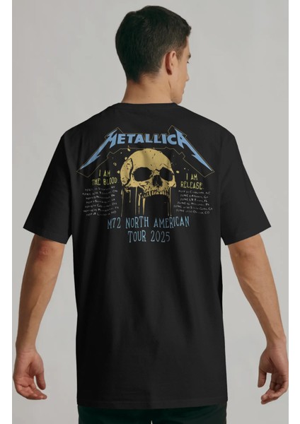 Unisex Metallica North American Tour Sırt Baskılı Tişört, Oversize Rock Band Temalı T-Shirt modelleri