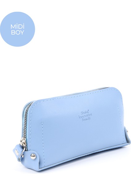 Mavi SHK222 Suni Deri, Fermuarlı ,4 Bölmeli ,askılı Telefon Cüzdanı ve El Çantası fiyatları