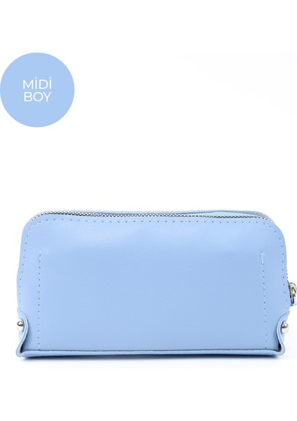 Mavi SHK222 Suni Deri, Fermuarlı ,4 Bölmeli ,askılı Telefon Cüzdanı ve El Çantası modelleri