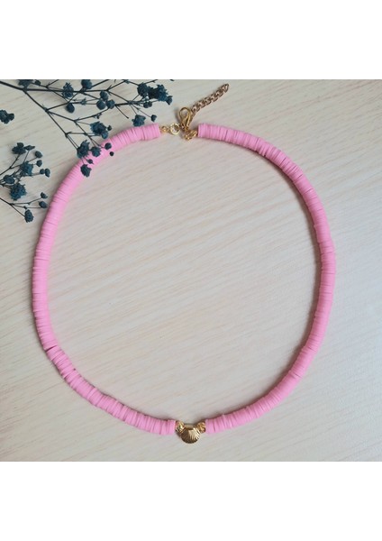 Fimo Boncuk Deniz Kabuğu Kolye Pembe modelleri