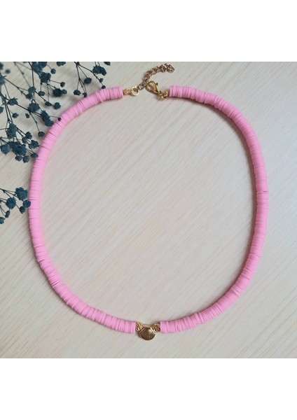 Fimo Boncuk Deniz Kabuğu Kolye Pembe fırsatları