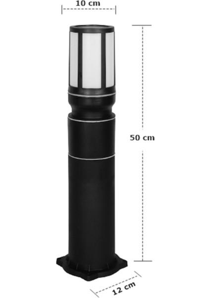 50 cm Kafesli Bahçe Direği, Set Üstü, 220V, E27, IP54, Siyah modelleri