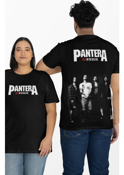 Unisex Walk On The Wild Side Sırt Yazılı Tişört, Oversize Rock Band Pantera Temalı T-Shirt