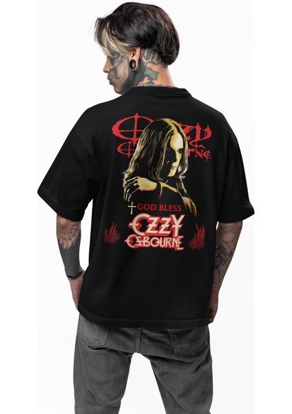 Unisex Ozzy Osbourne Sırt Baskılı Tişört, Oversize Rock Band Black Sabbath Temalı T-Shirt modelleri