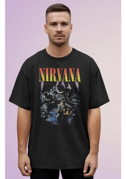 Unisex Nirvana Ense Baskılı Tişört, Oversize Rock Band Temalı Bisiklet Yaka T-Shirt modelleri