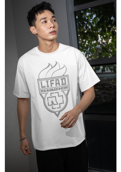 Unisex Rammstein Lifad Yazılı Tişört, Oversize Rock Band Albüm Temalı Bisiklet Yaka T-Shirt modelleri