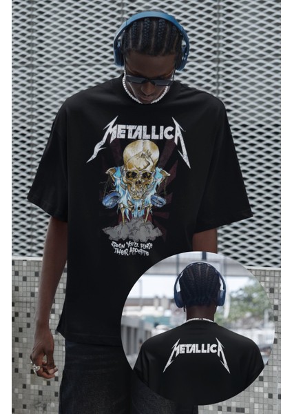 Unisex Soon You'll Please Their Appetite Ense Baskılı Tişört, Oversize Metallica Temalı T-Shirt
