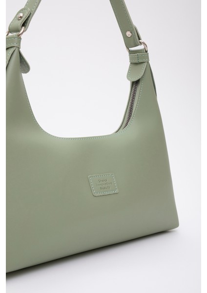 Mint Yeşil SHK82 Baget Model Tek Bölmeli Kadın Suni Deri Kol ve Omuz Çantası