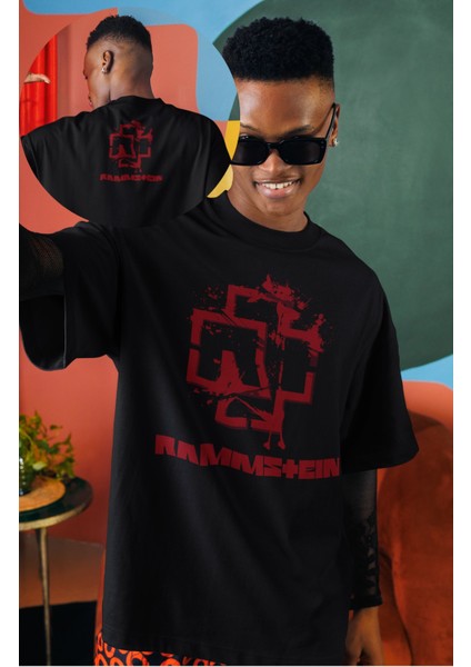 Unisex Rammstein Ense Baskılı Tişört, Oversize Rock Band Temalı Bisiklet Yaka T-Shirt