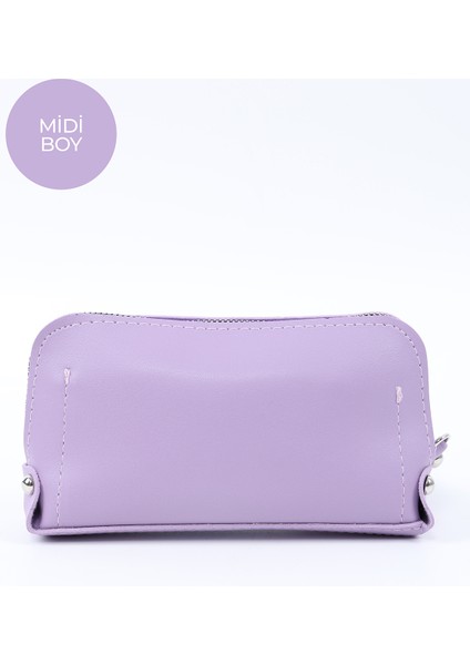 Lila SHK222 Suni Deri, Fermuarlı ,4 Bölmeli ,askılı Telefon Cüzdanı ve El Çantası modelleri