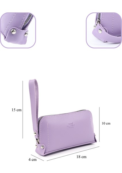 Lila SHK222 Suni Deri, Fermuarlı ,4 Bölmeli ,askılı Telefon Cüzdanı ve El Çantası fırsatları