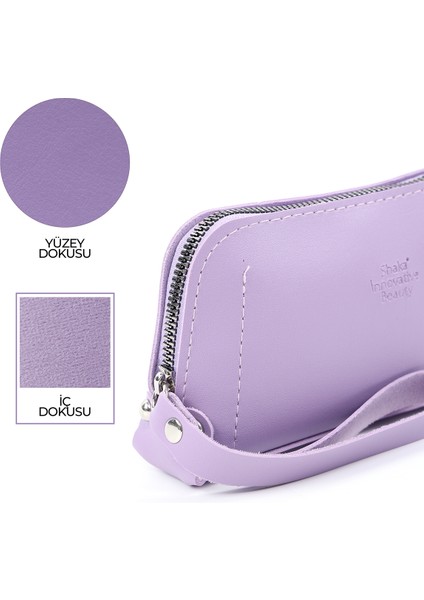 Lila SHK222 Suni Deri, Fermuarlı ,4 Bölmeli ,askılı Telefon Cüzdanı ve El Çantası indirimleri