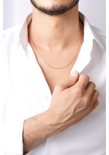 14 Ayar Altın Desenli Küp Erkek Zincir Kolye modelleri