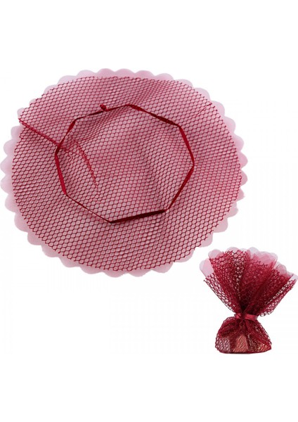 Yuvarlak Büzgülü Tül Kese 100 Adet Bordo