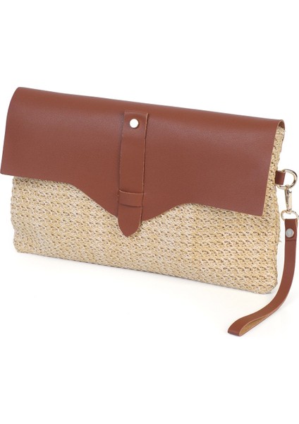 Cloe Mıknatıs Kapaklı Hasır Clutch Çanta modelleri