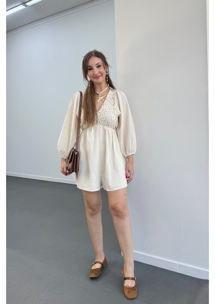 Helena Güpür Işlemeli V Yaka Tulum fiyatları