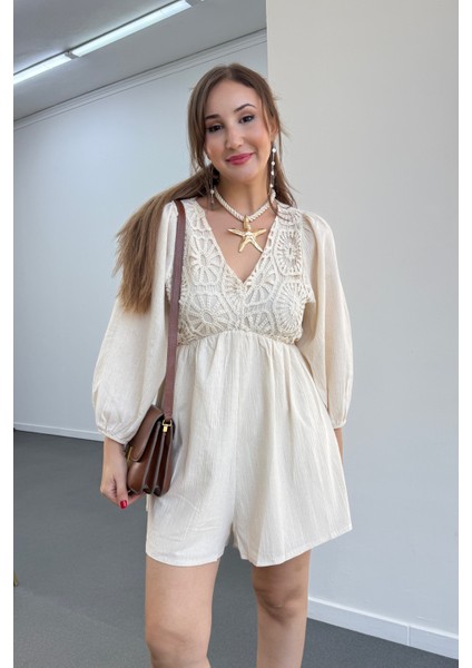 Helena Güpür Işlemeli V Yaka Tulum fırsatları