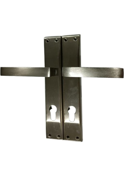 Tam Saten Çelik Kapı Kolu - Yale Tipi - 1 Takım- No: 1