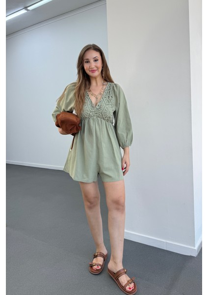 Helena Güpür Işlemeli V Yaka Tulum