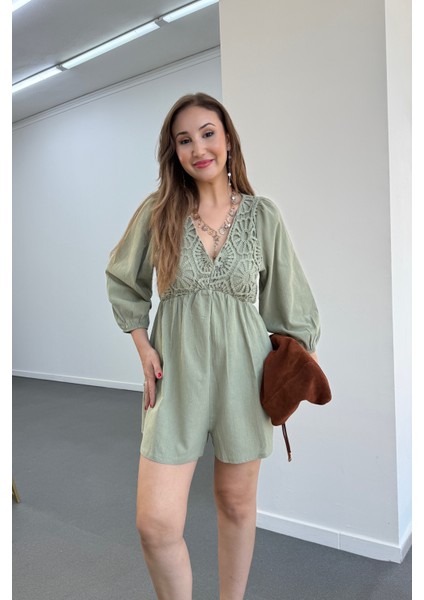 Helena Güpür Işlemeli V Yaka Tulum modelleri