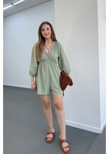 Helena Güpür Işlemeli V Yaka Tulum fırsatları