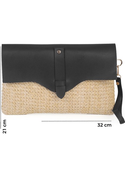 Cloe Mıknatıs Kapaklı Hasır Clutch Çanta fiyatları