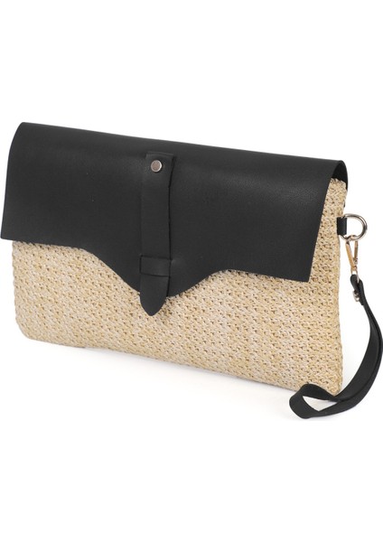 Cloe Mıknatıs Kapaklı Hasır Clutch Çanta modelleri