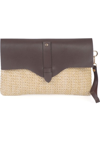 Cloe Mıknatıs Kapaklı Hasır Clutch Çanta