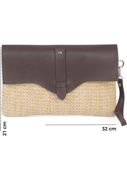 Cloe Mıknatıs Kapaklı Hasır Clutch Çanta fiyatları