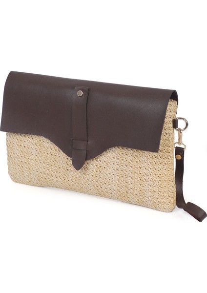 Cloe Mıknatıs Kapaklı Hasır Clutch Çanta modelleri