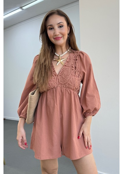 Helena Güpür Işlemeli V Yaka Tulum fiyatları