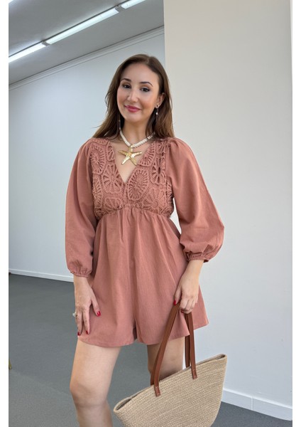 Helena Güpür Işlemeli V Yaka Tulum fırsatları