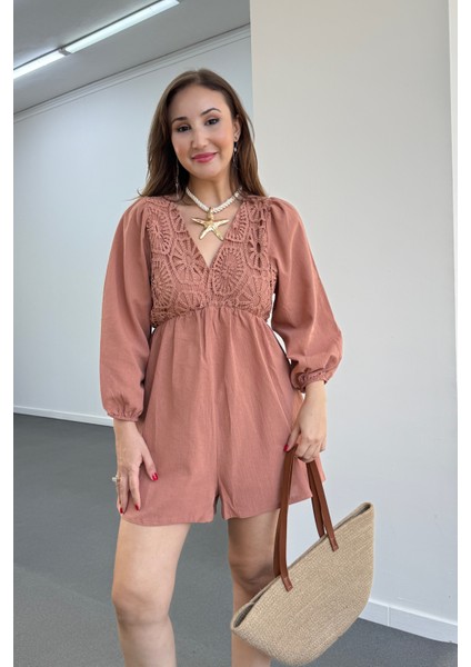 Helena Güpür Işlemeli V Yaka Tulum