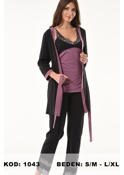 Dk Dantel Detaylı Gecelik Sabahlık Takım 1043