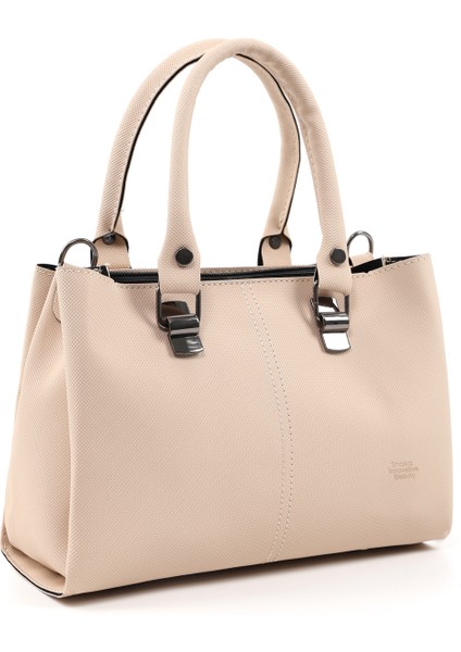 Krem SHK243 Suni Deri Fermuarlı 3 Bölmeli Ayarlanabilir Askılı El, Kol ve Omuz Çantası fiyatları