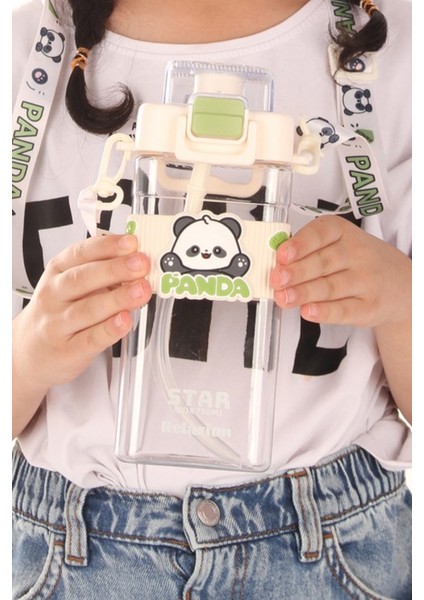 Dikdörtgen Yapıya Sahip Askılı Pipetli Suluk Matara 730 ml