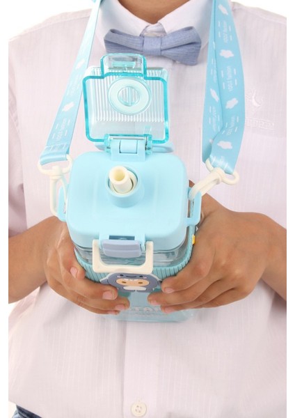 Dikdörtgen Yapıya Sahip Askılı Pipetli Suluk Matara 730 ml fiyatları