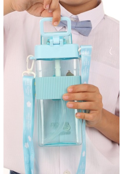 Dikdörtgen Yapıya Sahip Askılı Pipetli Suluk Matara 730 ml modelleri