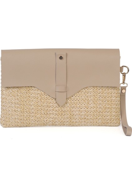 Cloe Mıknatıs Kapaklı Hasır Clutch Çanta