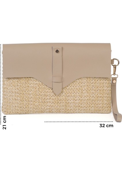 Cloe Mıknatıs Kapaklı Hasır Clutch Çanta fiyatları