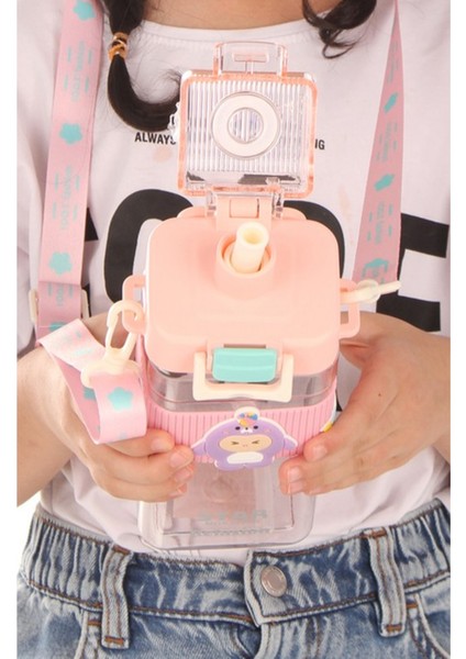 Dikdörtgen Yapıya Sahip Askılı Pipetli Suluk Matara 730 ml fiyatları