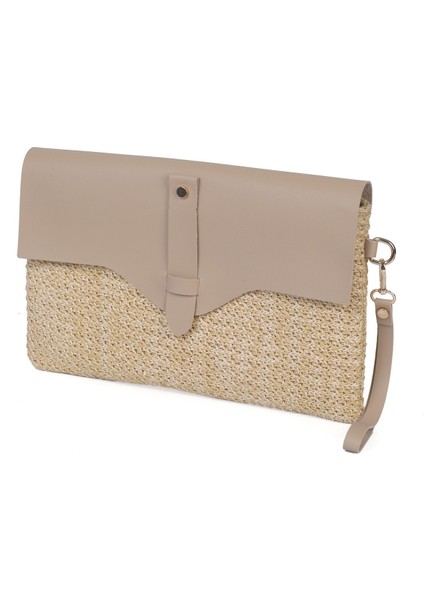 Cloe Mıknatıs Kapaklı Hasır Clutch Çanta modelleri