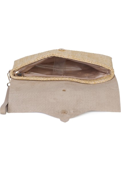 Cloe Mıknatıs Kapaklı Hasır Clutch Çanta fırsatları
