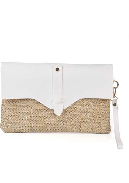 Cloe Mıknatıs Kapaklı Hasır Clutch Çanta
