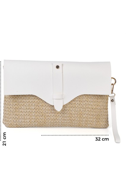 Cloe Mıknatıs Kapaklı Hasır Clutch Çanta fiyatları