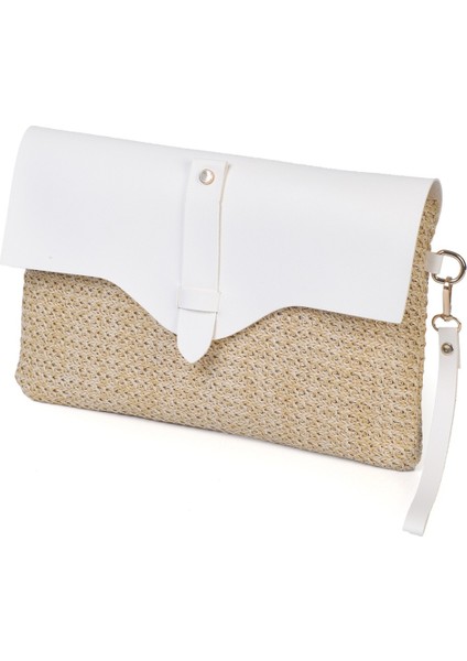 Cloe Mıknatıs Kapaklı Hasır Clutch Çanta modelleri